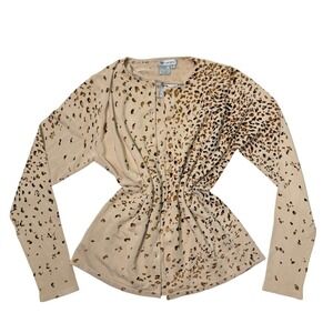 Vintage Worth Leopard Print Cardigan Tank Set Y2K Neutral Twinset Size P